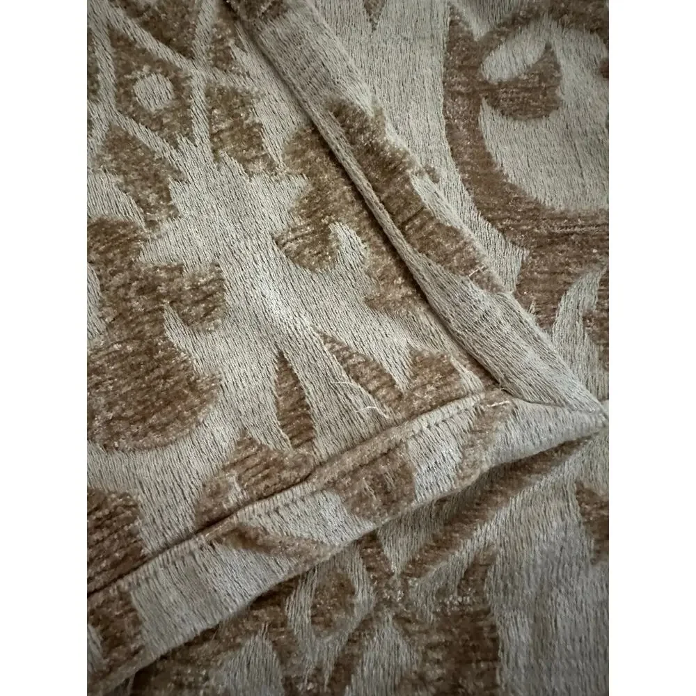 ABC Carpet hone Throw blanket damask jacquard tan Beige Gray antique style42x52”